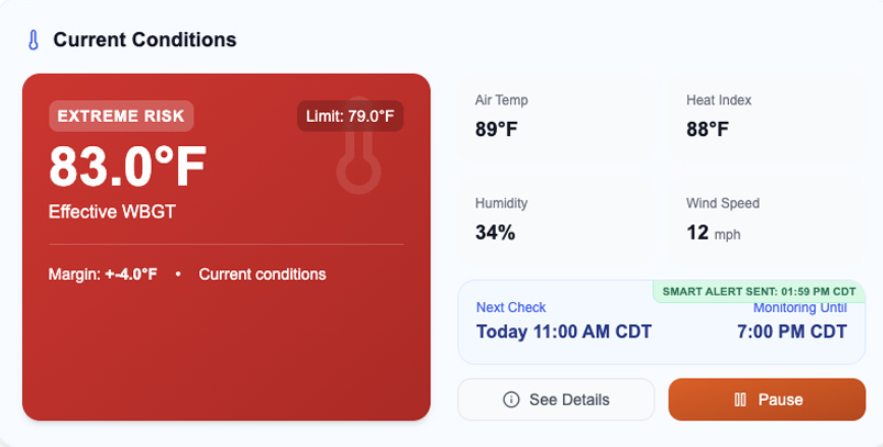 HeatShield high-heat alert view