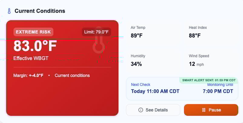 HeatShield high-heat alert view